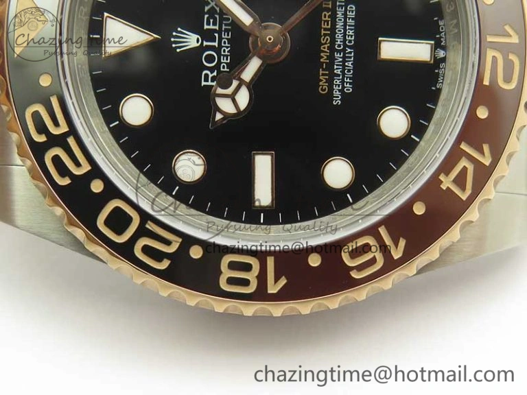 FreshLook GMT-Master II 126711CHNR Black Brown Ceramic Bezel 904L SS RG GMF Best Edition Black Dial on 904L SS RG Bracelet A 3409
