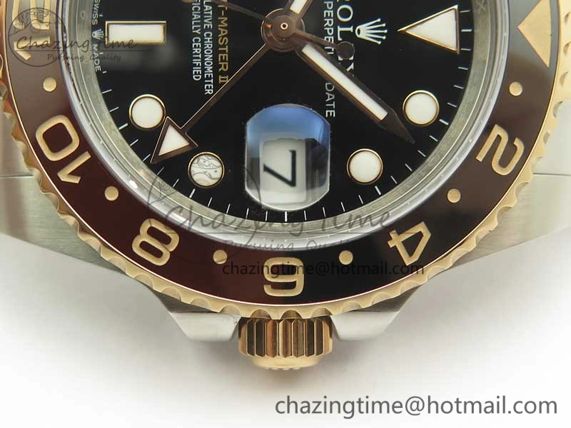 FreshLook GMT-Master II 126711CHNR Black Brown Ceramic Bezel 904L SS RG GMF Best Edition Black Dial on 904L SS RG Bracelet A 3409