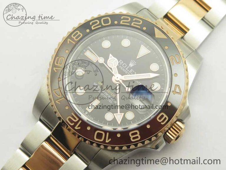 FreshLook GMT-Master II 126711CHNR Black Brown Ceramic Bezel 904L SS RG GMF Best Edition Black Dial on 904L SS RG Bracelet A 3409