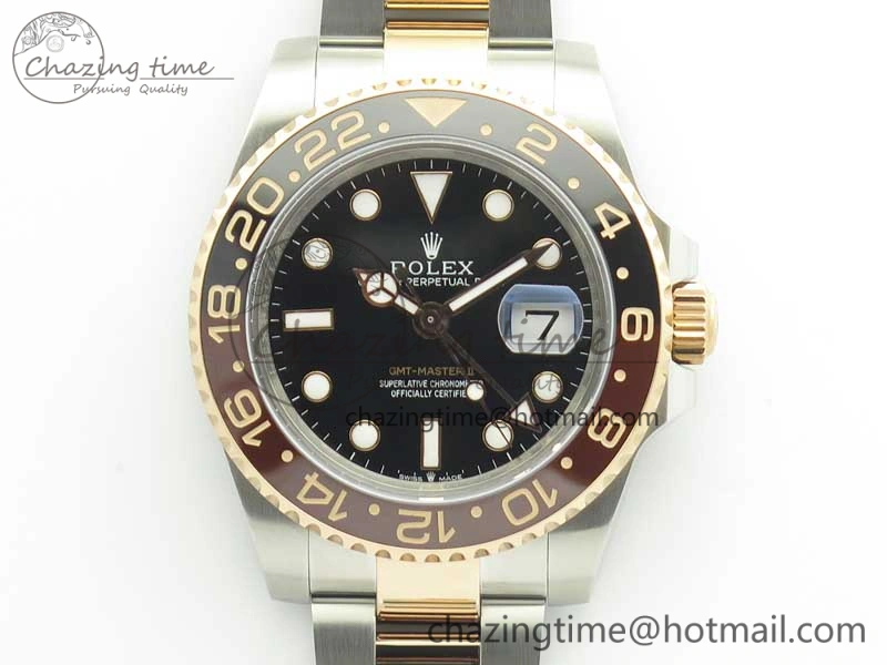 FreshLook GMT-Master II 126711CHNR Black Brown Ceramic Bezel 904L SS RG GMF Best Edition Black Dial on 904L SS RG Bracelet A 3409