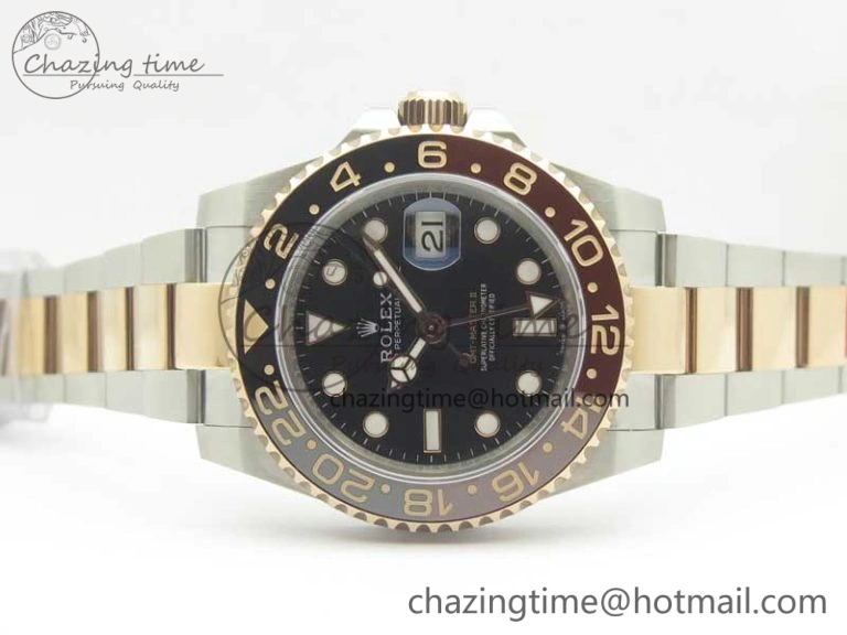 GMT-Master II 126711CHNR Black Brown Ceramic Bezel SS RG BP Best Edition Black Dial on SS RG Bracelet EasyMatch 3365