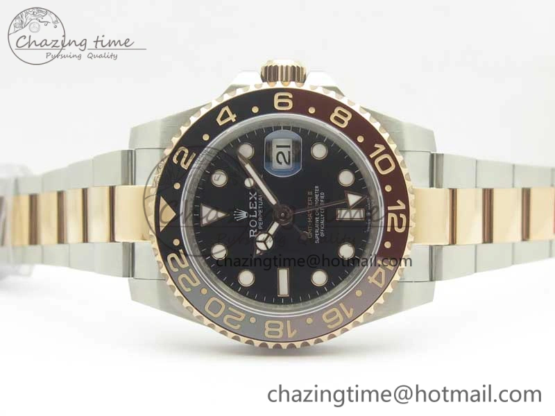 GMT-Master II 126711CHNR Black Brown Ceramic Bezel SS RG BP Best Edition Black Dial on SS RG Bracelet EasyMatch 3365