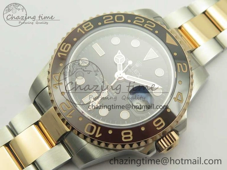 GMT-Master II 126711CHNR Black Brown Ceramic Bezel SS RG BP Best Edition Black Dial on SS RG Bracelet EasyMatch 3365
