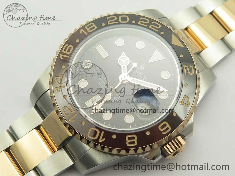 GMT-Master II 126711CHNR Black Brown Ceramic Bezel SS RG BP Best Edition Black Dial on SS RG Bracelet EasyMatch 3365