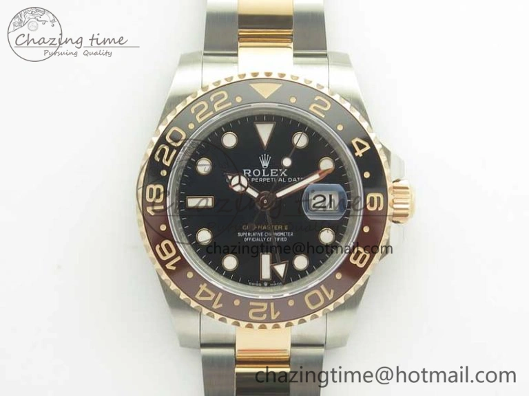GMT-Master II 126711CHNR Black Brown Ceramic Bezel SS RG BP Best Edition Black Dial on SS RG Bracelet EasyMatch 3365
