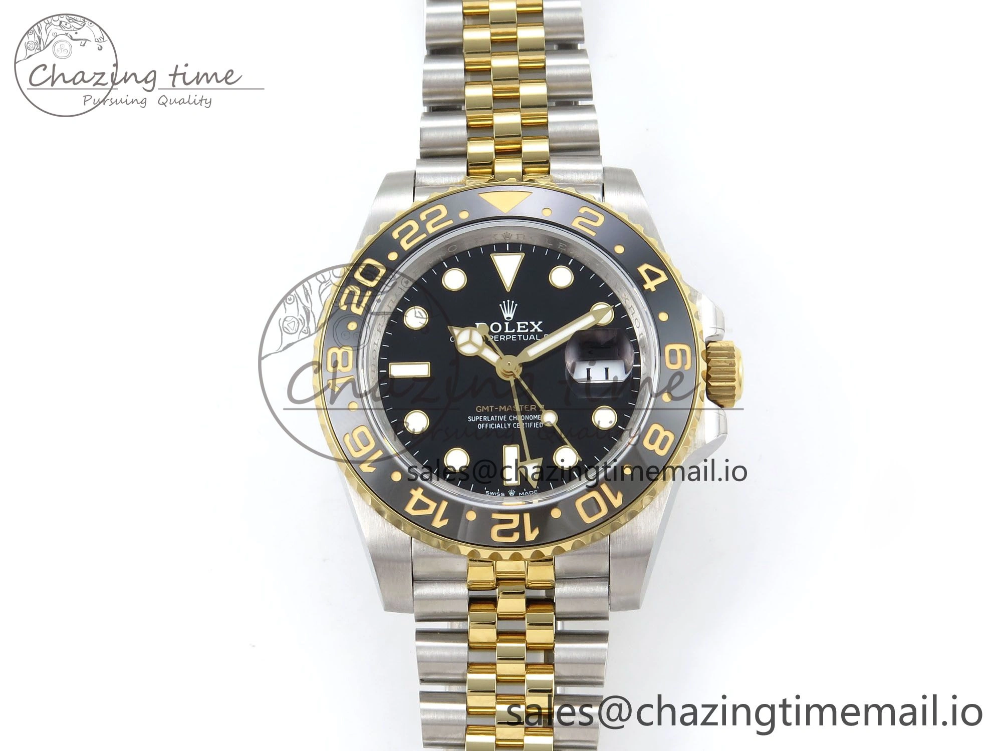 Tailored GMT-Master II 126713 GRGN 904L QF 1:1 Best Edition on SS YG Jubilee Bracelet SH3285 V 1209