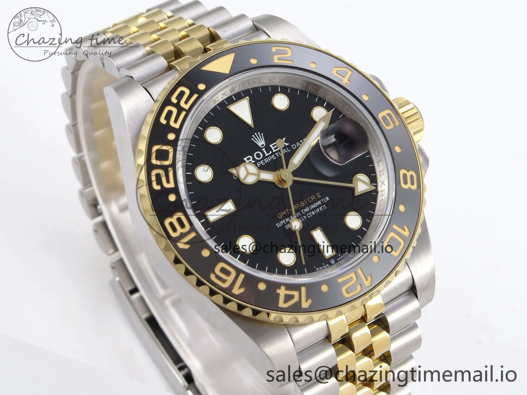 Tailored GMT-Master II 126713 GRGN 904L QF 1:1 Best Edition on SS YG Jubilee Bracelet SH3285 V 1209