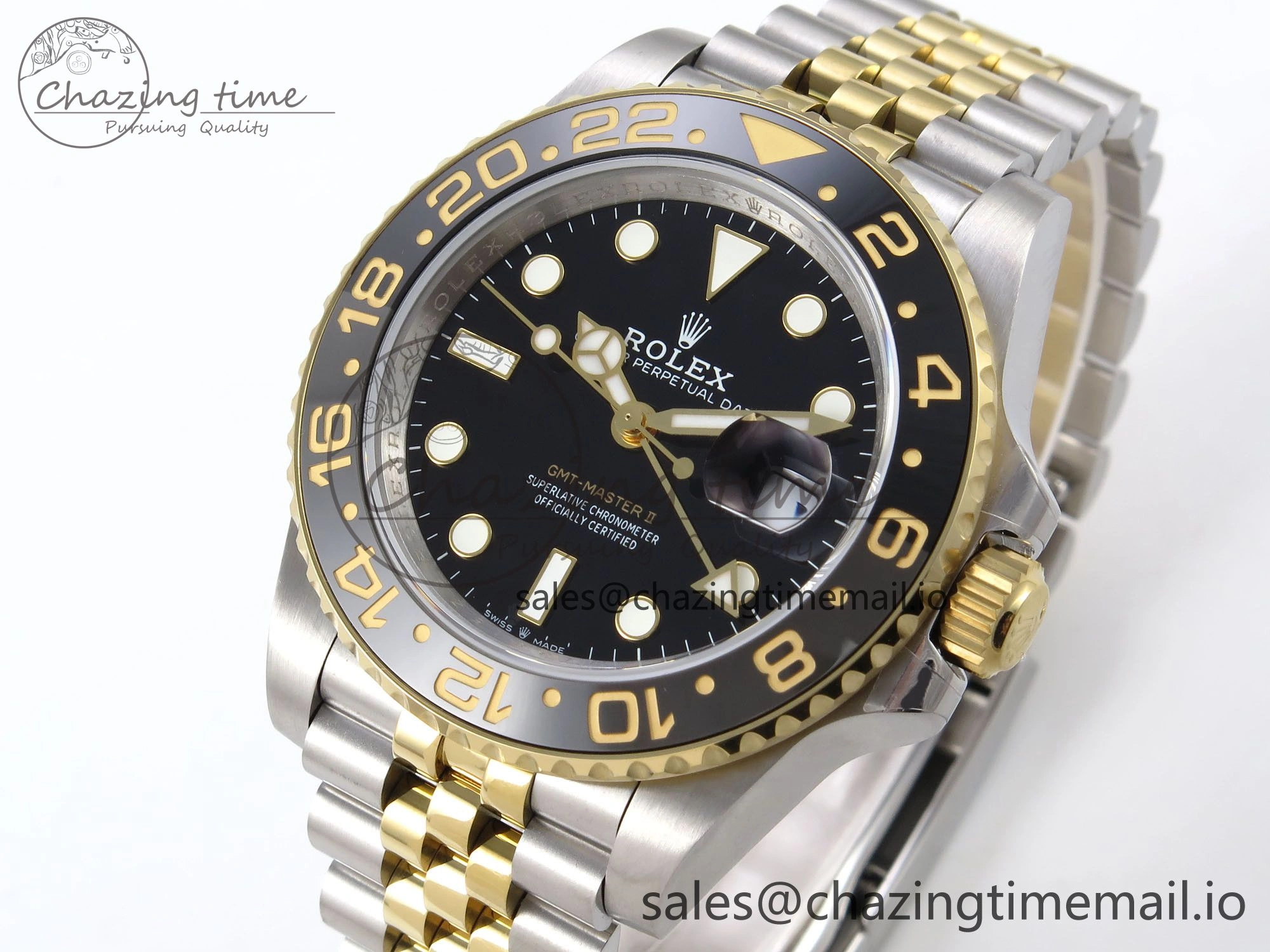 Tailored GMT-Master II 126713 GRGN 904L QF 1:1 Best Edition on SS YG Jubilee Bracelet SH3285 V 1209