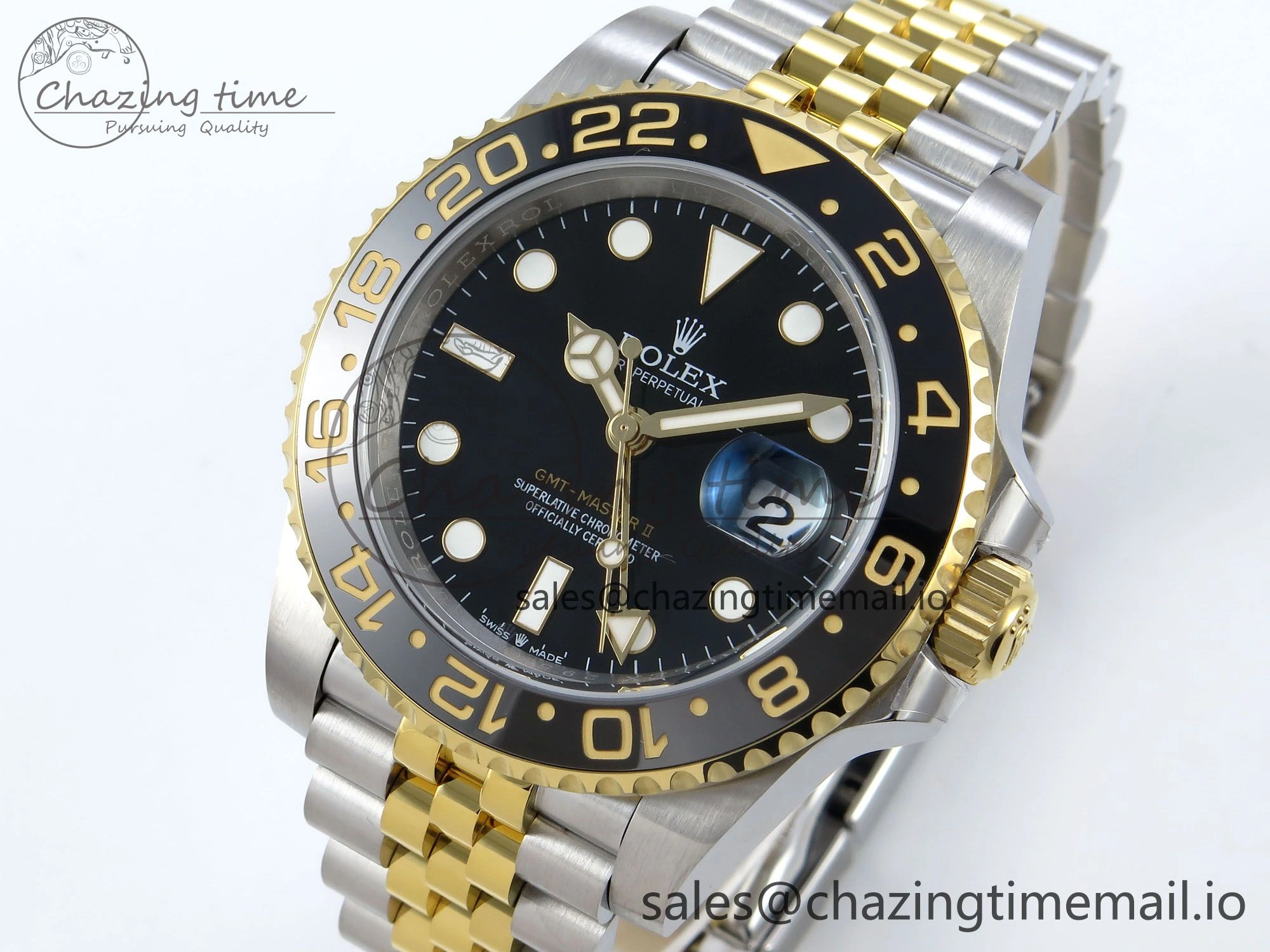 GMT-Master II 126713 GRNR Black Gray Ceramic 904L Steel EWE 1:1 Best Edition on Jubilee Strap EWE3285 V Supportive 830