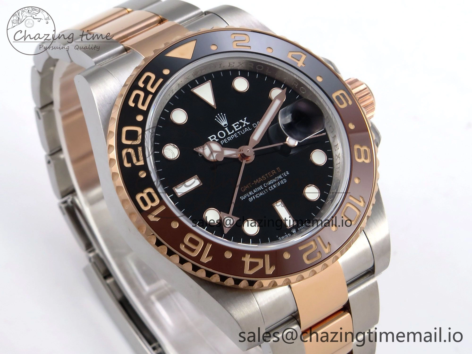 GMT-Master II 126715 CHNR 904L QF 1:1 Best Edition on SS RG Bracelet SH3285 V MultiPurpose 1210
