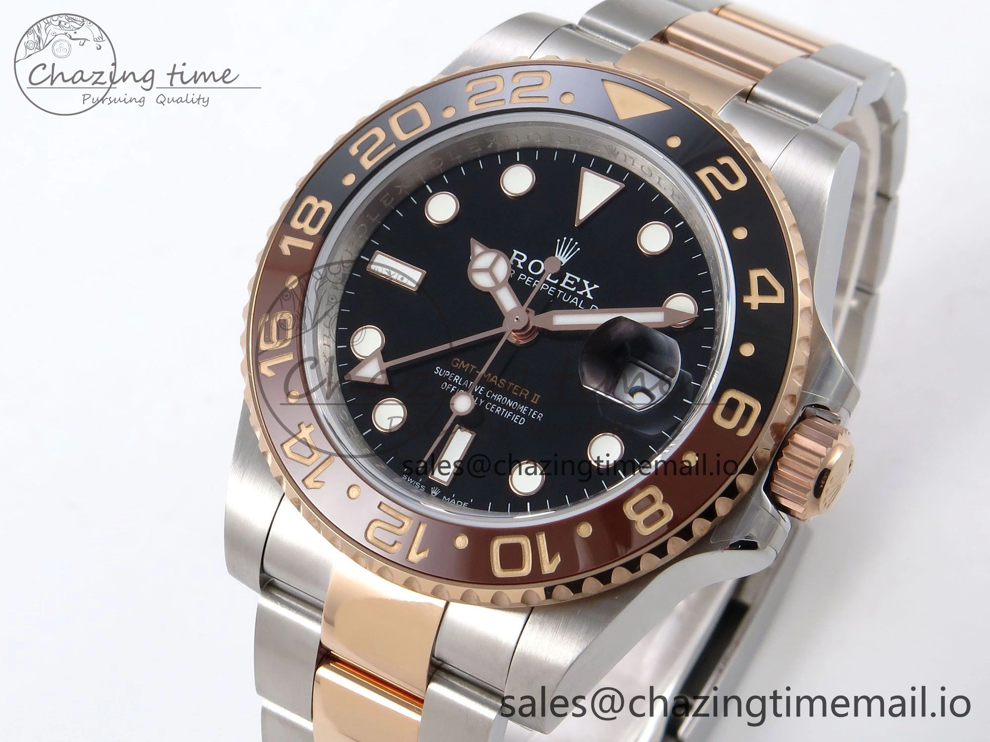 GMT-Master II 126715 CHNR 904L QF 1:1 Best Edition on SS RG Bracelet SH3285 V MultiPurpose 1210