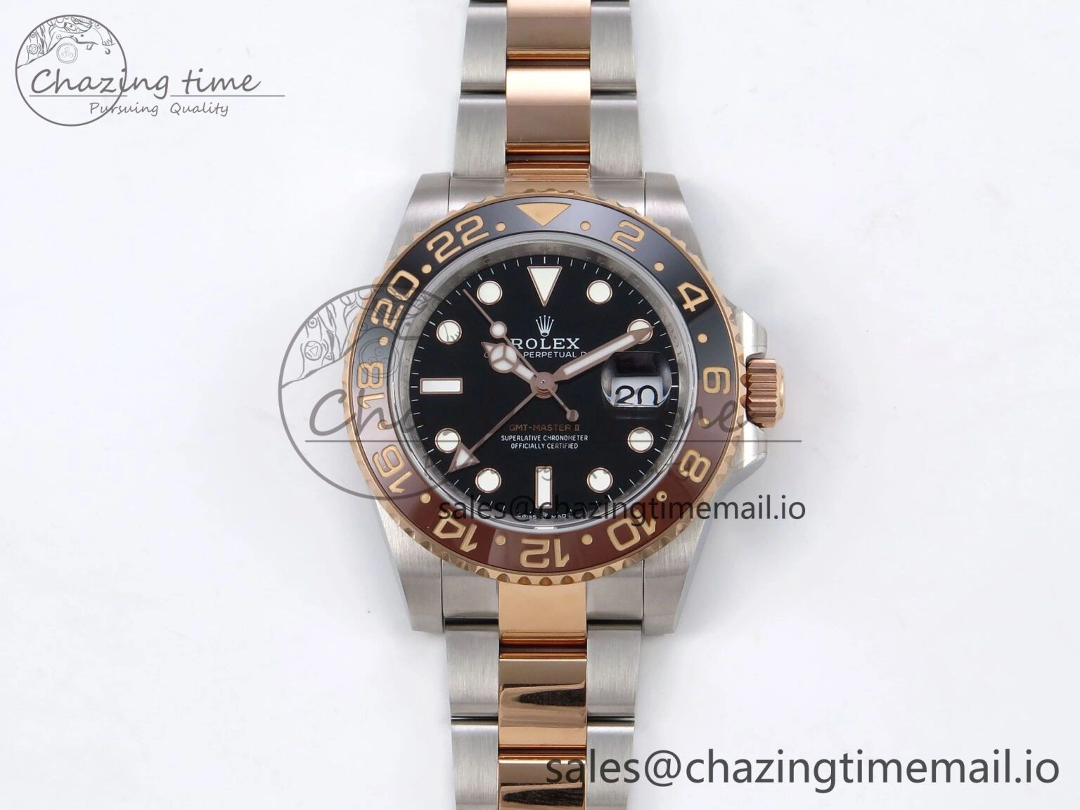 GMT-Master II 126715 CHNR 904L QF 1:1 Best Edition on SS RG Bracelet SH3285 V MultiPurpose 1210
