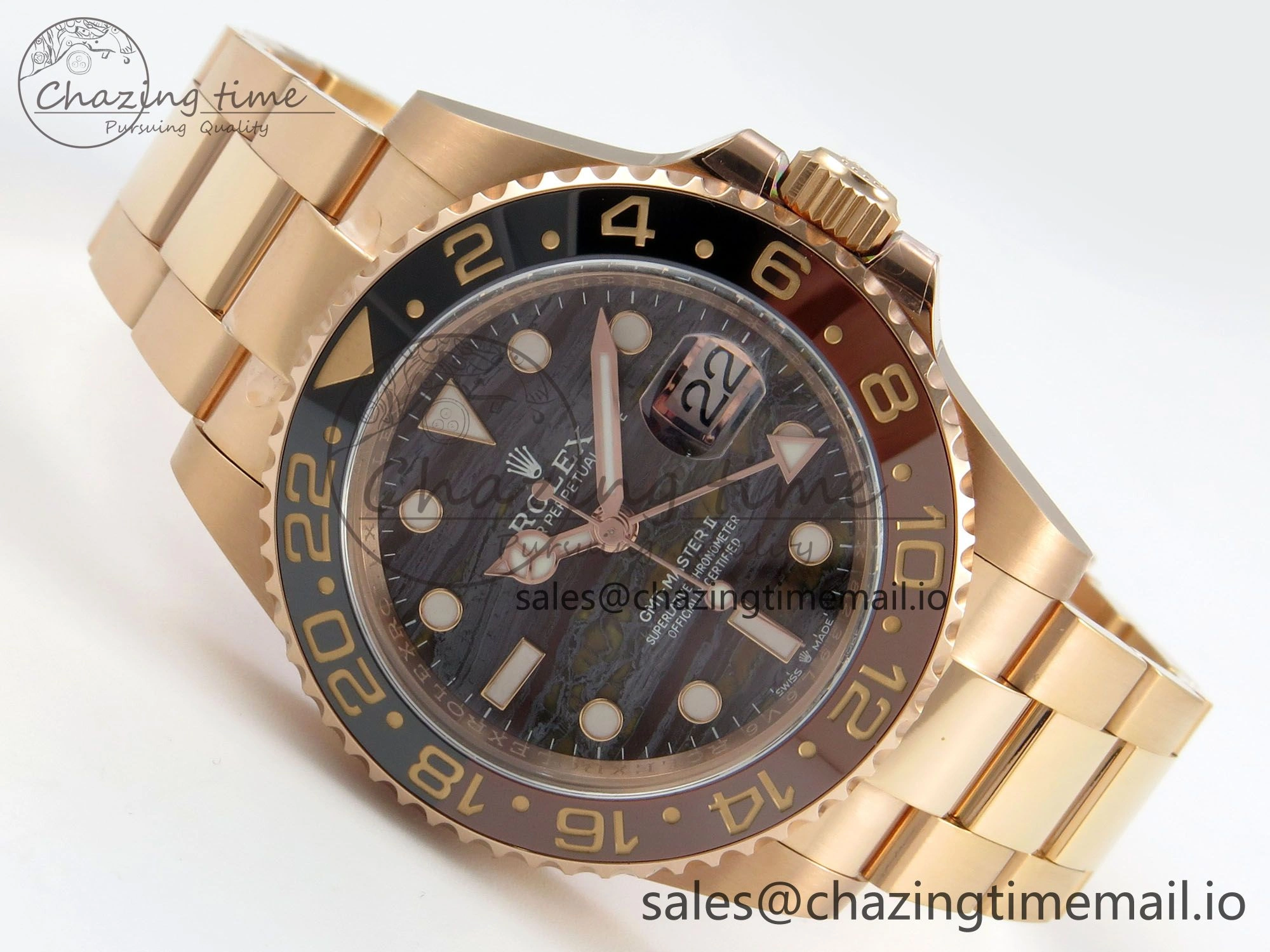 FashionForward GMT Master II 126715 CHNR ARF Best Edition Tiger Iron Dial on RG Oyster Bracelet VR3285 CHS 121