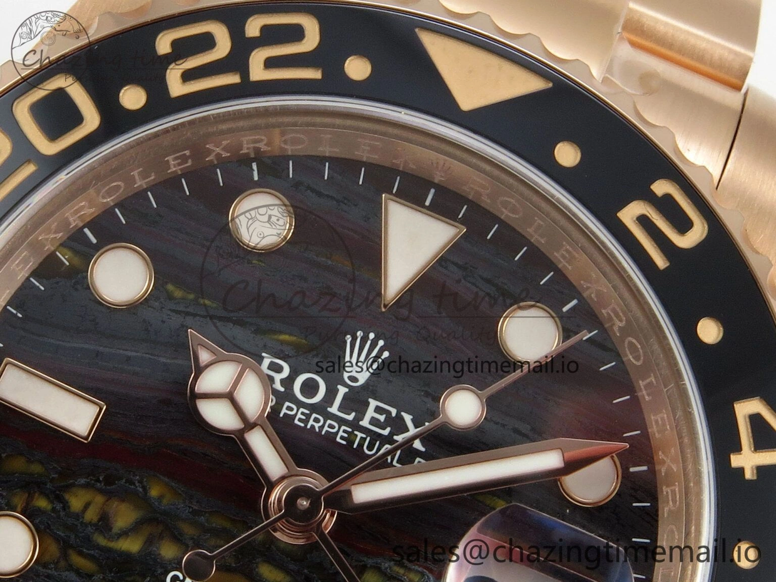 FashionForward GMT Master II 126715 CHNR ARF Best Edition Tiger Iron Dial on RG Oyster Bracelet VR3285 CHS 121