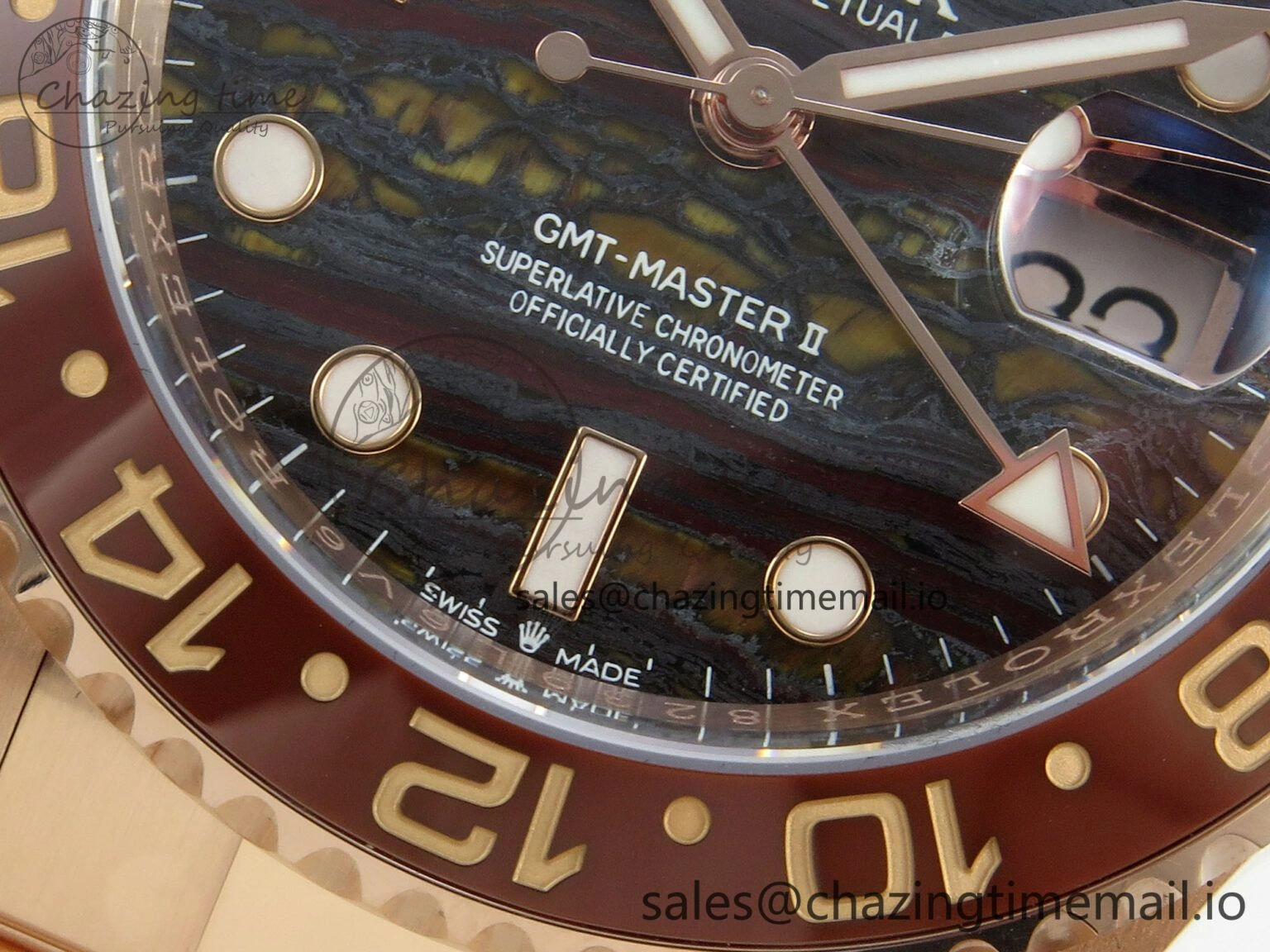FashionForward GMT Master II 126715 CHNR ARF Best Edition Tiger Iron Dial on RG Oyster Bracelet VR3285 CHS 121