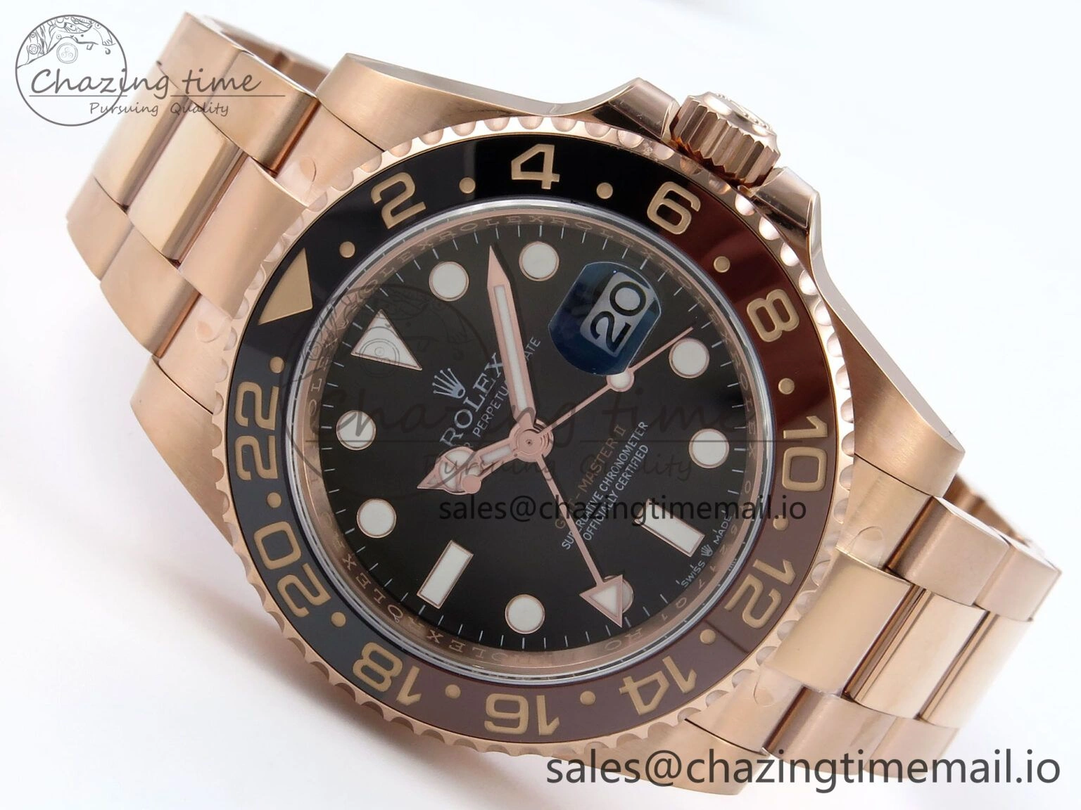 TravelReady GMT-Master II 126715 CHNR Black Brown Ceramic 904L Steel EWE 1:1 Best Edition on Oyster Strap EWE3285 V 820