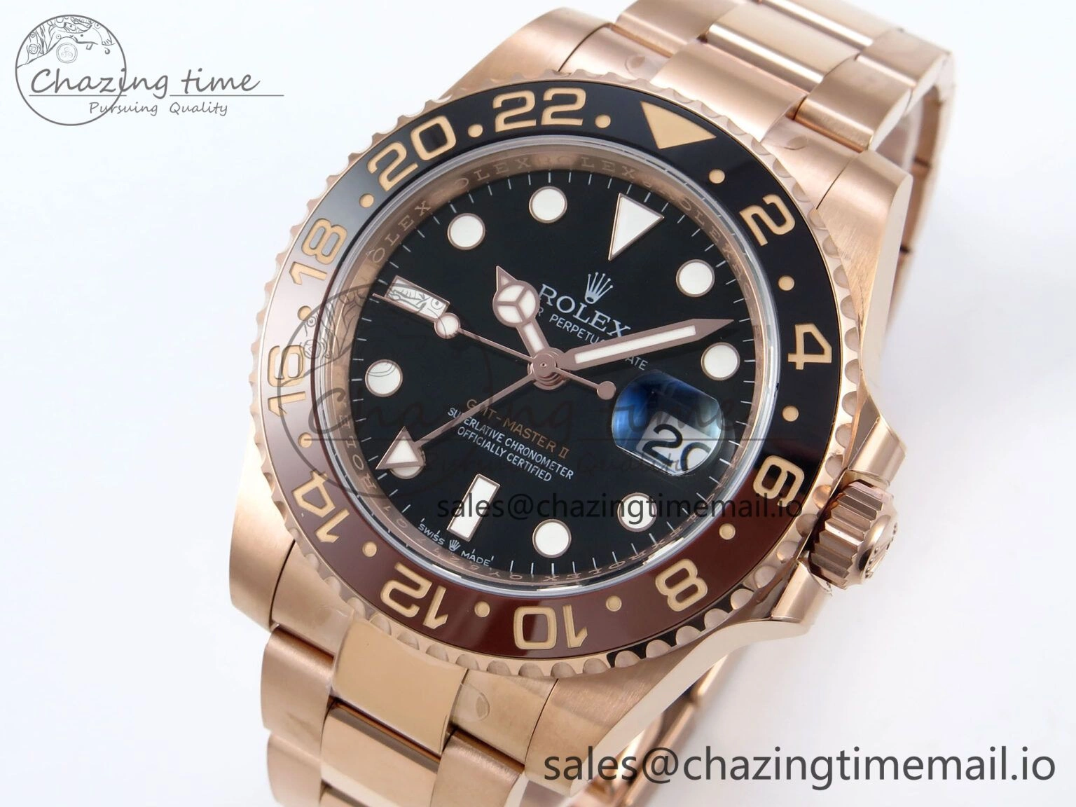 TravelReady GMT-Master II 126715 CHNR Black Brown Ceramic 904L Steel EWE 1:1 Best Edition on Oyster Strap EWE3285 V 820