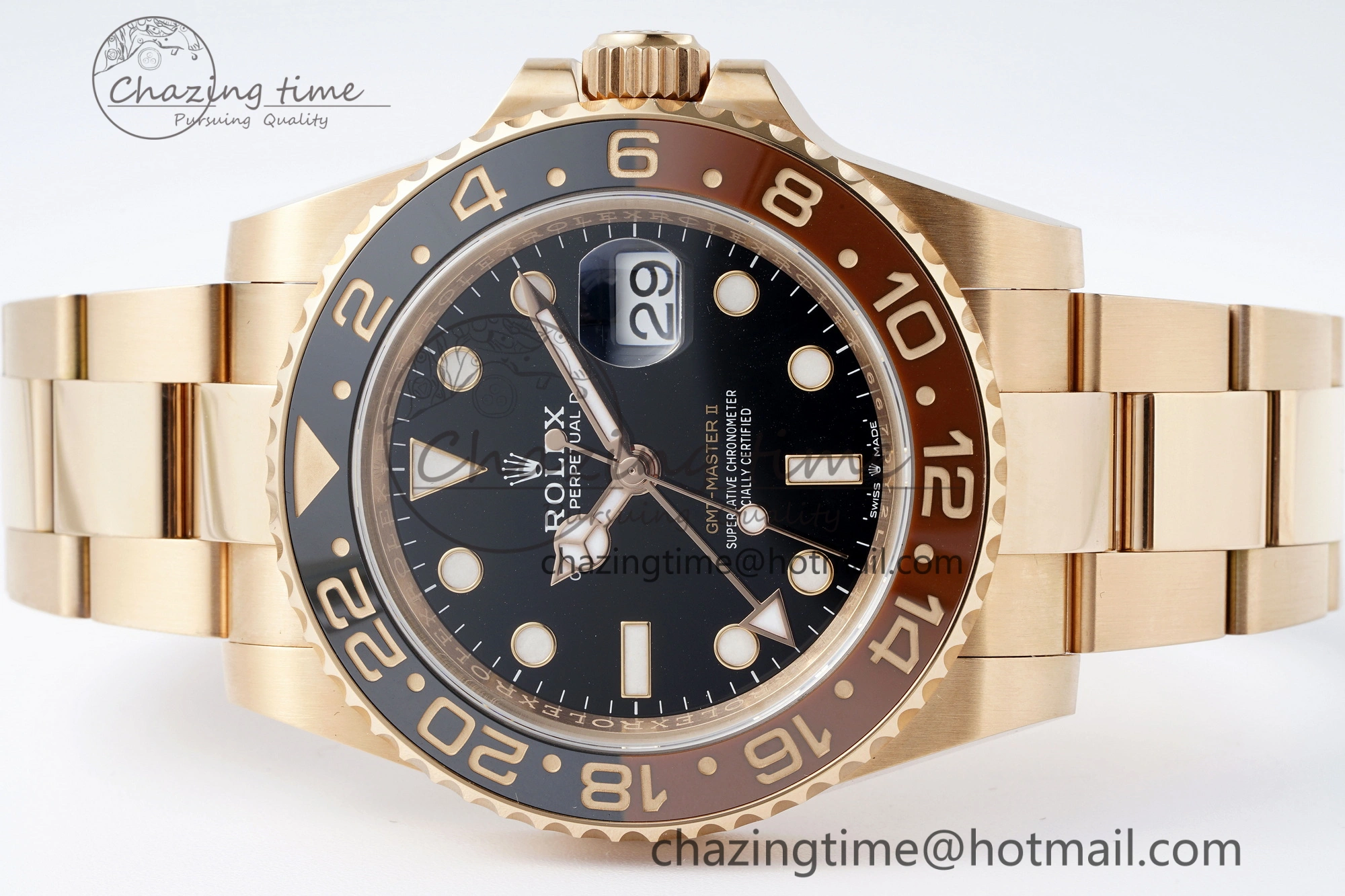 GMT-Master II 126715 CHNR Black Brown Ceramic Clean Factory 1:1 Best Edition on RG Bracelet VR Sleek 2101