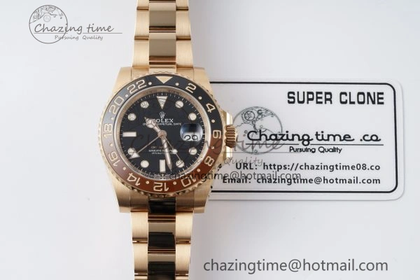 GMT-Master II 126715 CHNR Black Brown Ceramic Clean Factory 1:1 Best Edition on RG Bracelet VR Sleek 2101
