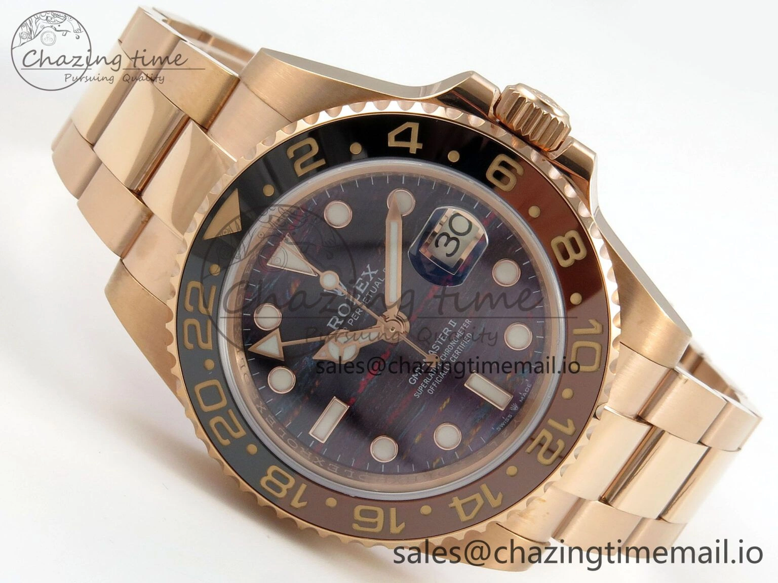 WrinkleFree GMT-Master II 126715 CHNR RG 3EF 1:1 Best Edition Tiger Iron Dial on RG Bracelet Super Clone VR3285 CHS 69