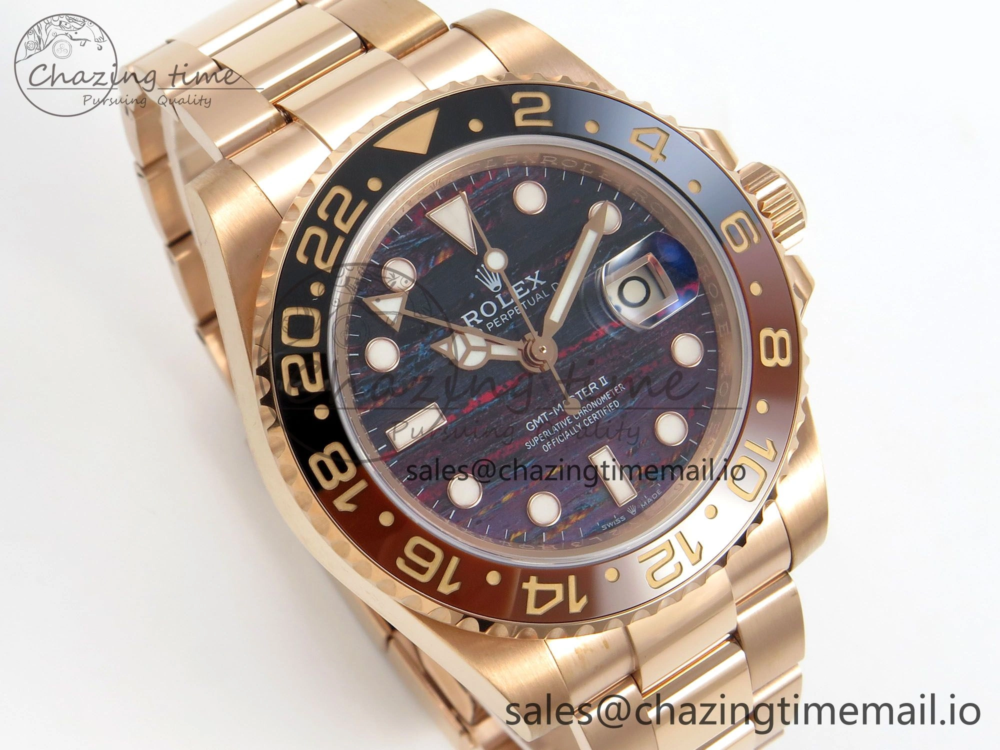WrinkleFree GMT-Master II 126715 CHNR RG 3EF 1:1 Best Edition Tiger Iron Dial on RG Bracelet Super Clone VR3285 CHS 69