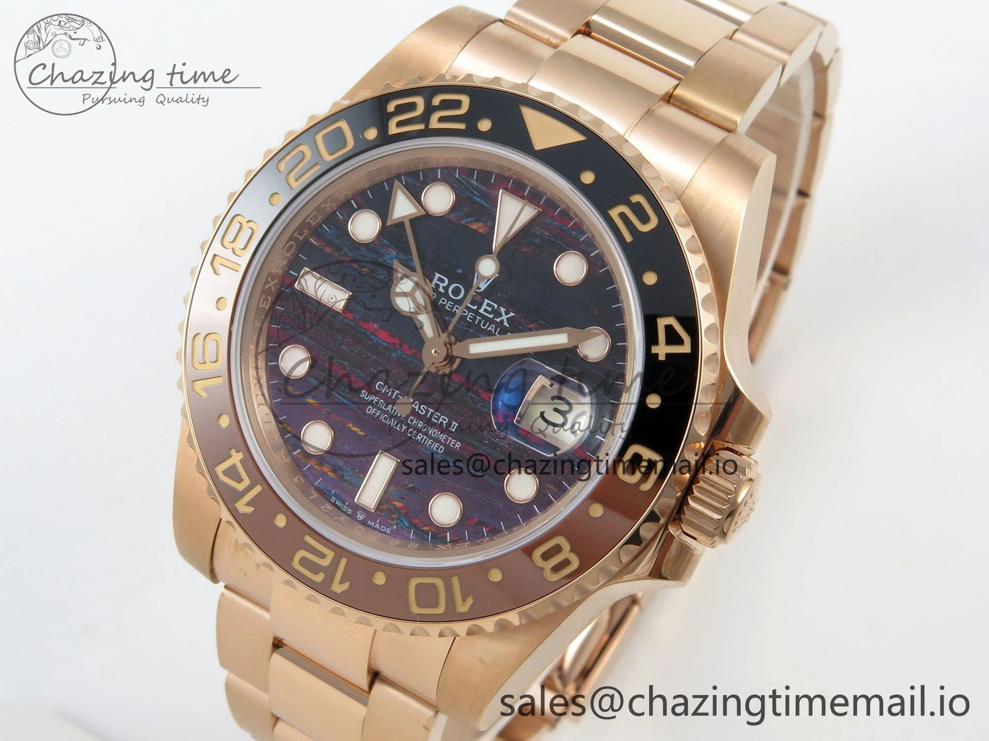 WrinkleFree GMT-Master II 126715 CHNR RG 3EF 1:1 Best Edition Tiger Iron Dial on RG Bracelet Super Clone VR3285 CHS 69