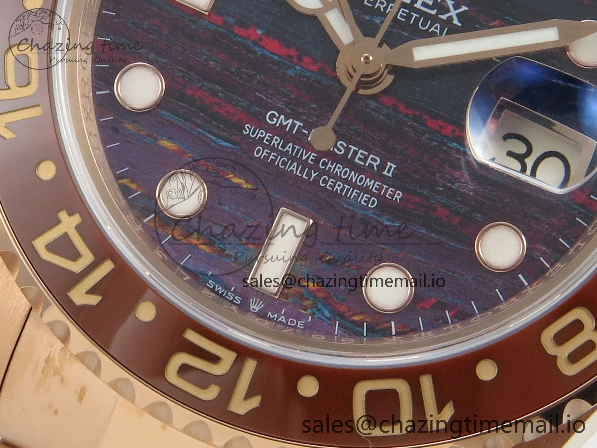 WrinkleFree GMT-Master II 126715 CHNR RG 3EF 1:1 Best Edition Tiger Iron Dial on RG Bracelet Super Clone VR3285 CHS 69