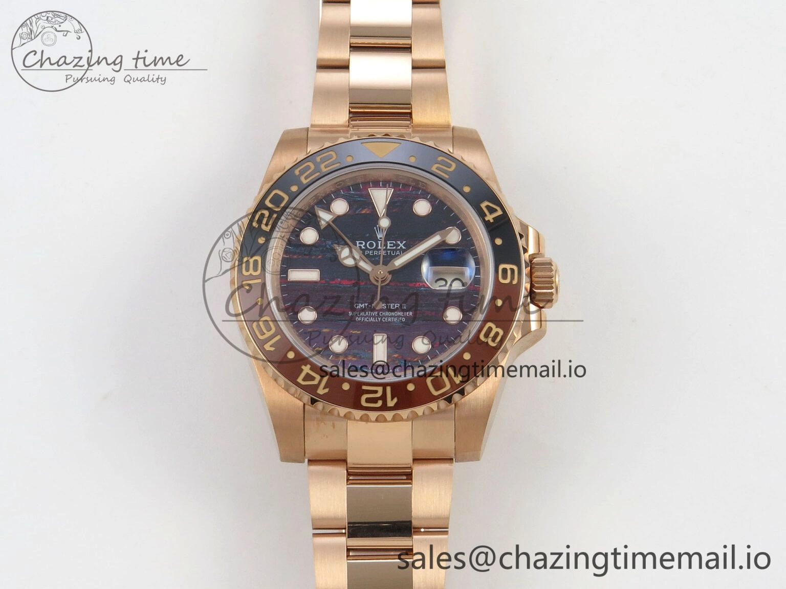 WrinkleFree GMT-Master II 126715 CHNR RG 3EF 1:1 Best Edition Tiger Iron Dial on RG Bracelet Super Clone VR3285 CHS 69