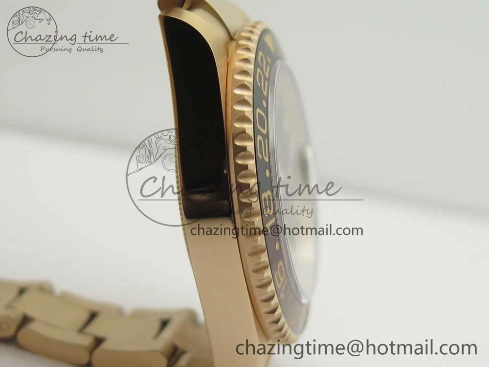 Elegant GMT-Master II 126715 CHNR RG BP Maker Best Edition Black Brown Ceramic Bezel Black Dial on RG Bracelet A 3348