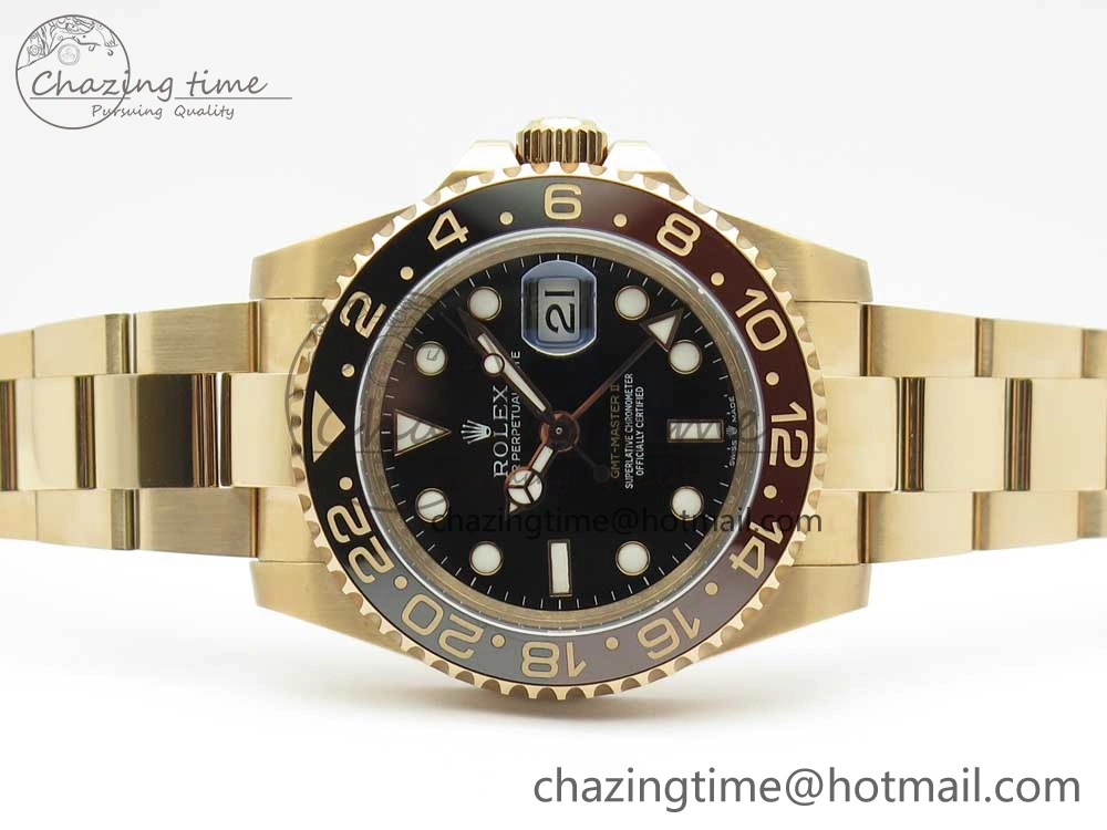 Elegant GMT-Master II 126715 CHNR RG BP Maker Best Edition Black Brown Ceramic Bezel Black Dial on RG Bracelet A 3348