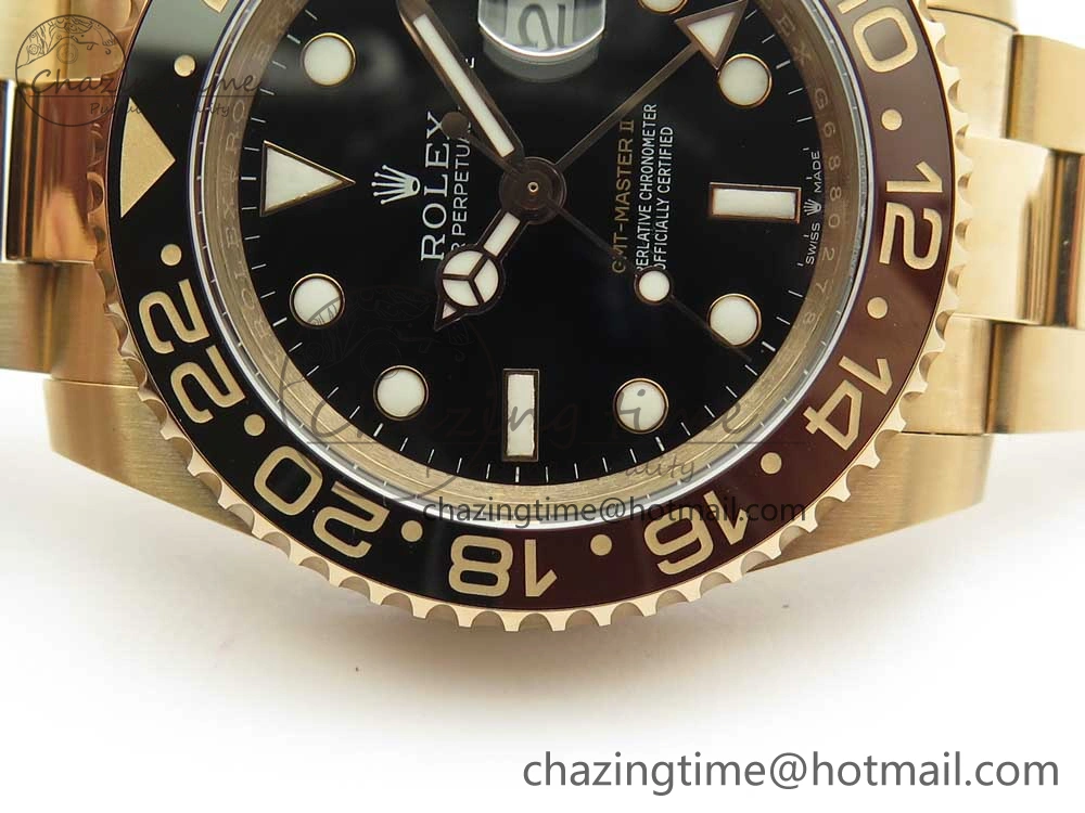 Elegant GMT-Master II 126715 CHNR RG BP Maker Best Edition Black Brown Ceramic Bezel Black Dial on RG Bracelet A 3348