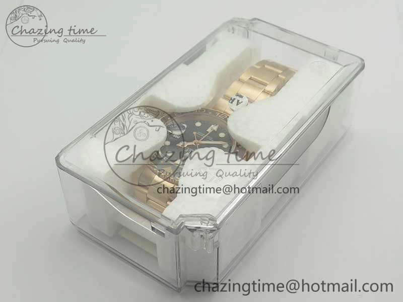 Compact GMT-Master II 126715 RG Wrapped BP Best Edition Black Brown Ceramic Bezel Black Dial on RG Wrapped Bracelet ETA 3415