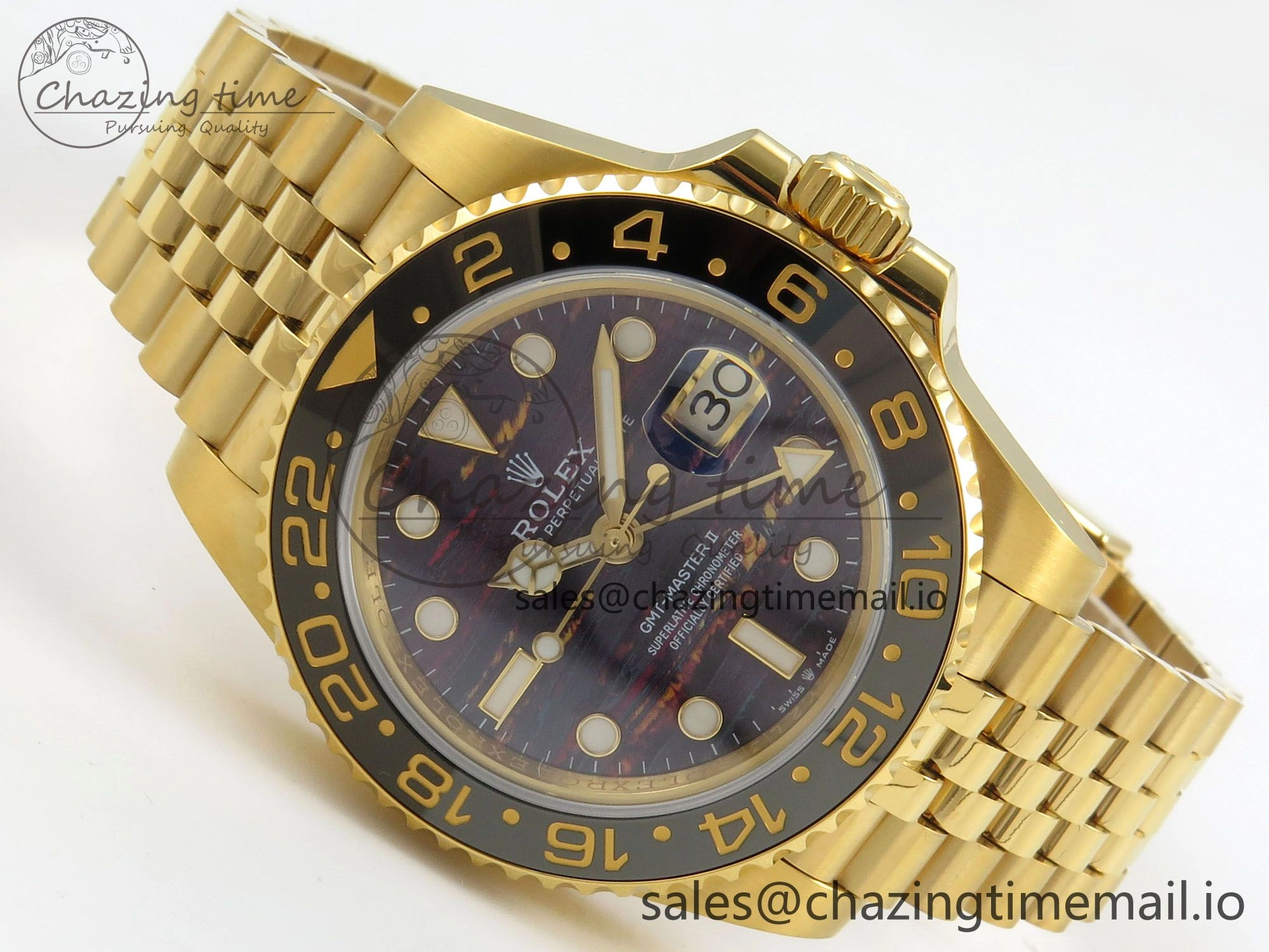 GMT-Master II 126718 GRNR YG 3EF 1:1 Best Edition Tiger Iron Dial On YG Bracelet Super Clone VR3285 CHS Minimalist 66