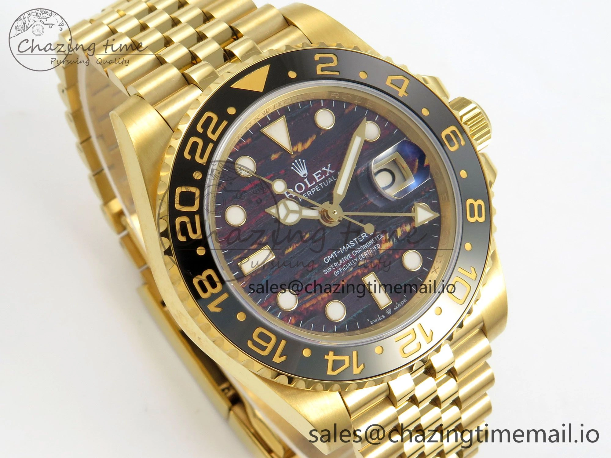 GMT-Master II 126718 GRNR YG 3EF 1:1 Best Edition Tiger Iron Dial On YG Bracelet Super Clone VR3285 CHS Minimalist 66