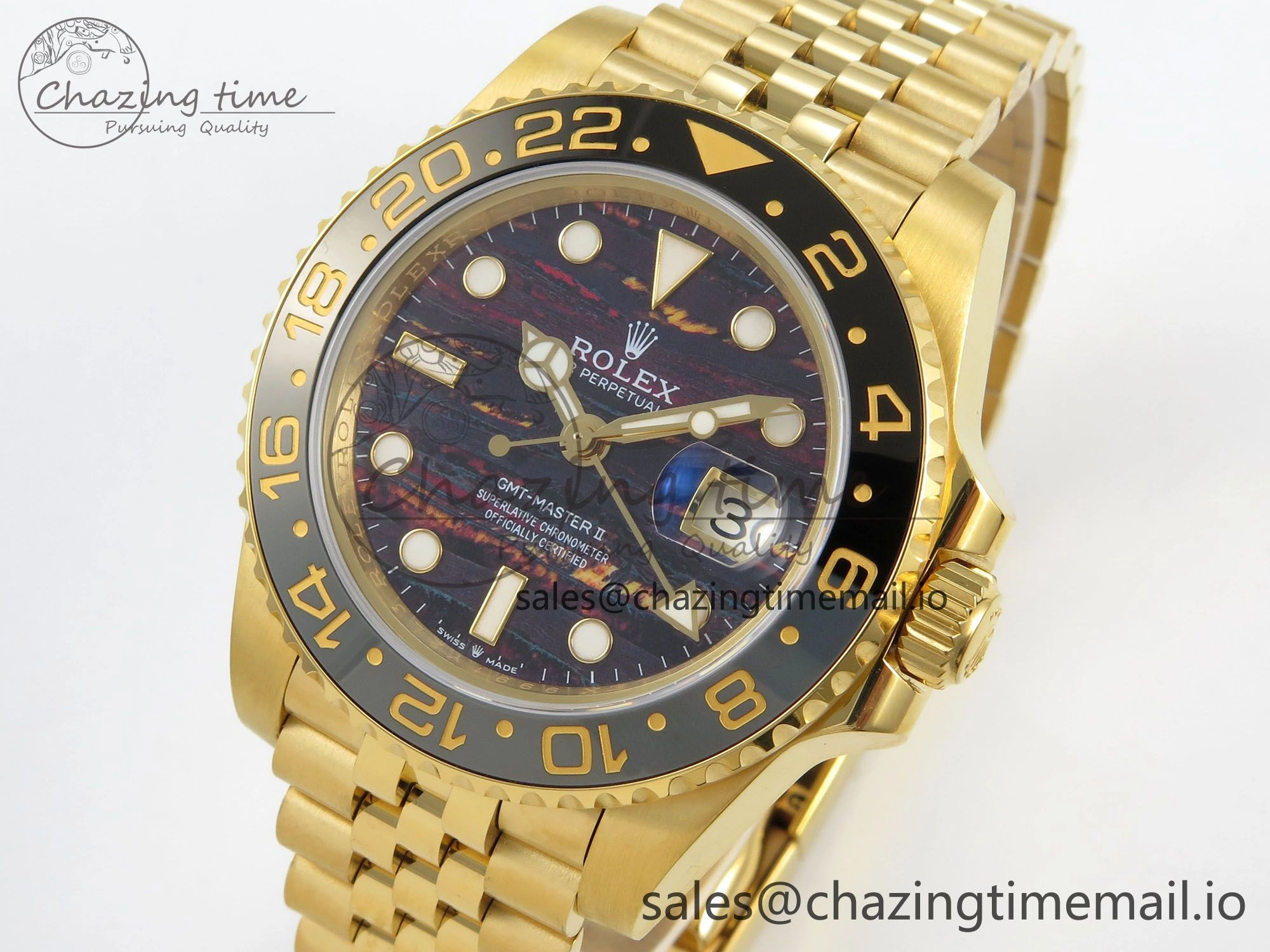 GMT-Master II 126718 GRNR YG 3EF 1:1 Best Edition Tiger Iron Dial On YG Bracelet Super Clone VR3285 CHS Minimalist 66