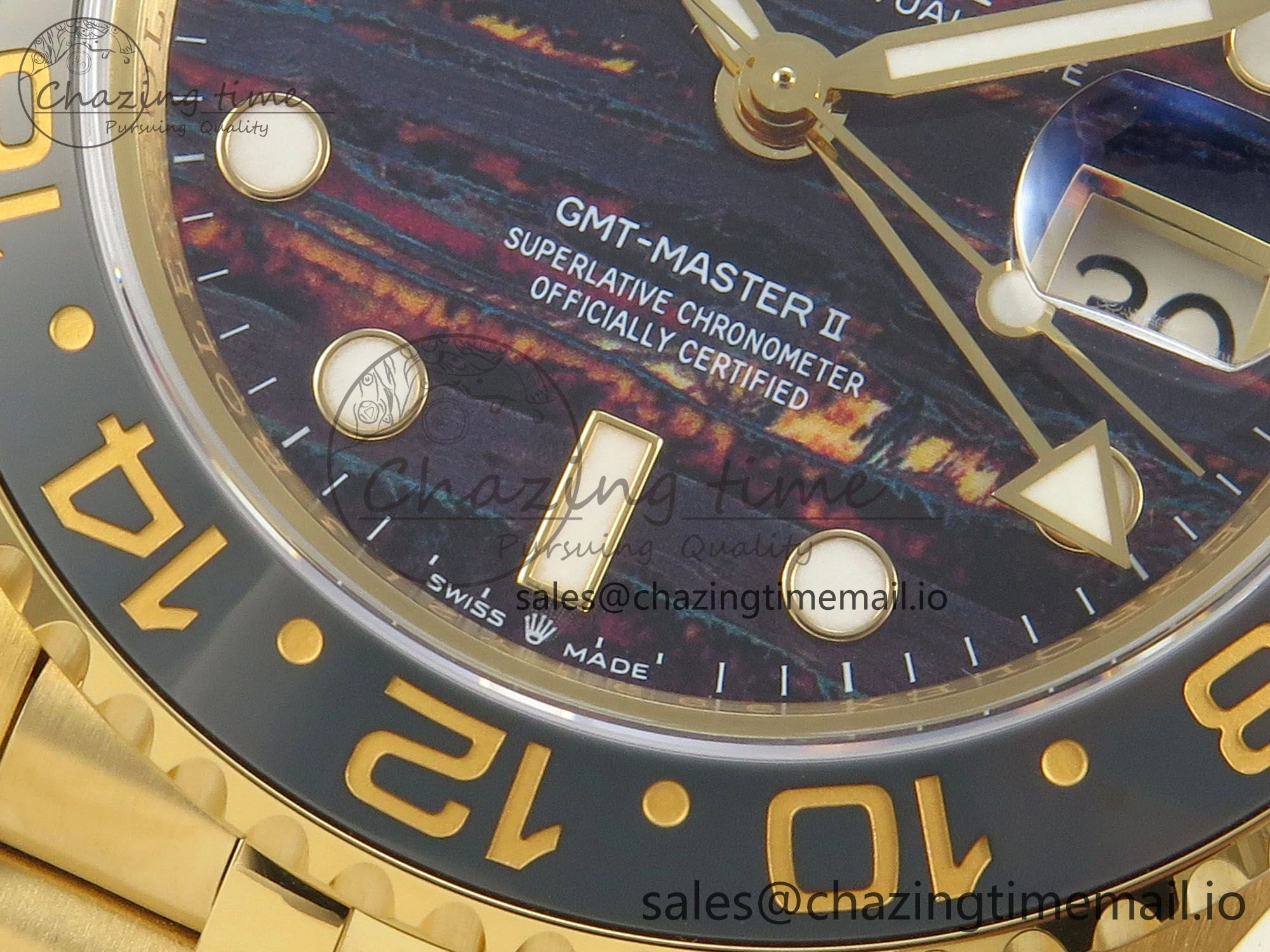 GMT-Master II 126718 GRNR YG 3EF 1:1 Best Edition Tiger Iron Dial On YG Bracelet Super Clone VR3285 CHS Minimalist 66