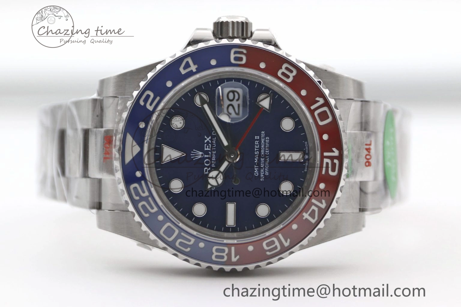 UrbanStyle GMT Master II 126719 BLRO 904L SS TW+ Best Edition Blue Dial on Bracelet VR3285 CHS 1986