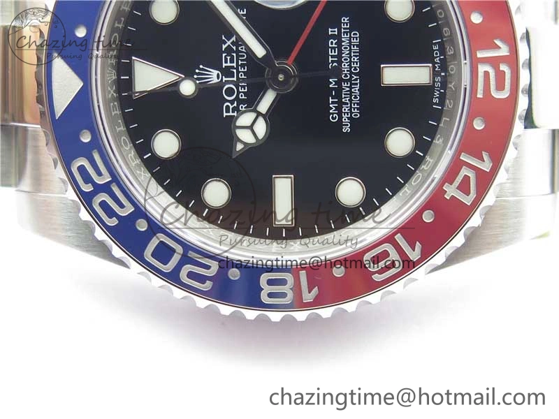 Sustainable GMT Master II 126719 BLRO Red Blue Ceramic 316L Steel ROF Best Edition Black Dial on SS Bracelet A 2654