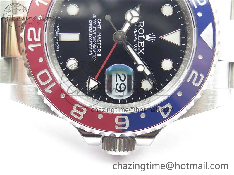 Sustainable GMT Master II 126719 BLRO Red Blue Ceramic 316L Steel ROF Best Edition Black Dial on SS Bracelet A 2654