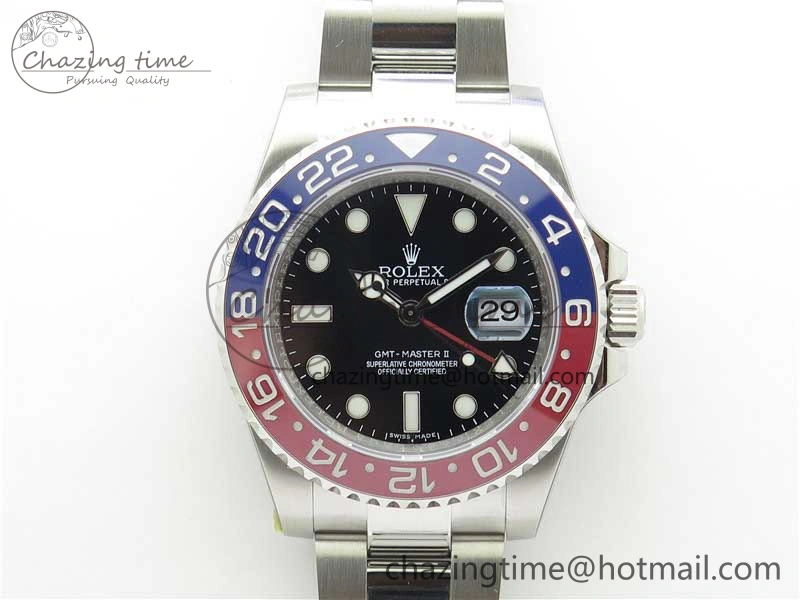 Sustainable GMT Master II 126719 BLRO Red Blue Ceramic 316L Steel ROF Best Edition Black Dial on SS Bracelet A 2654