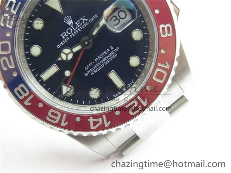 Bright GMT Master II 126719 BLRO Red Blue Ceramic 316L Steel ROF Best Edition Blue Dial on SS Bracelet A 2657