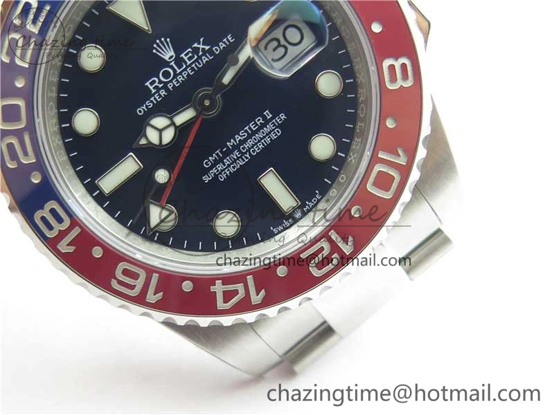Bright GMT Master II 126719 BLRO Red Blue Ceramic 316L Steel ROF Best Edition Blue Dial on SS Bracelet A 2657