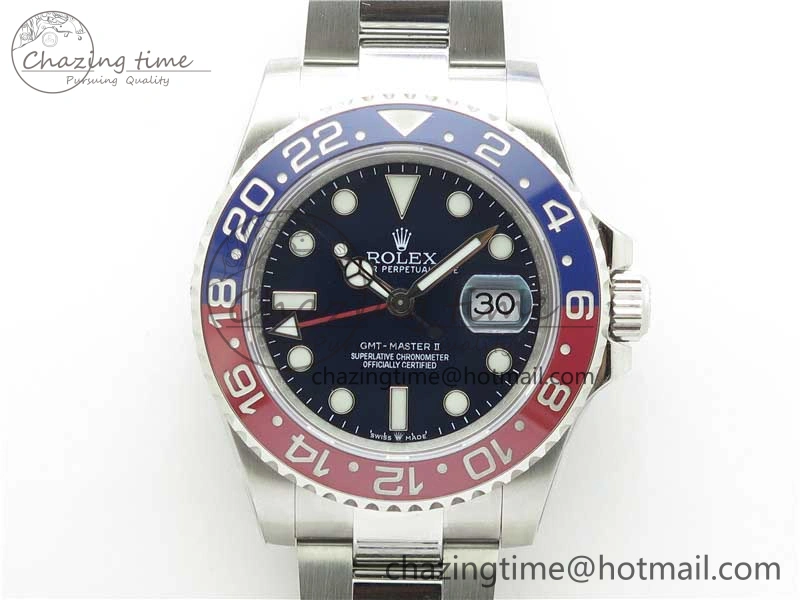 Bright GMT Master II 126719 BLRO Red Blue Ceramic 316L Steel ROF Best Edition Blue Dial on SS Bracelet A 2657