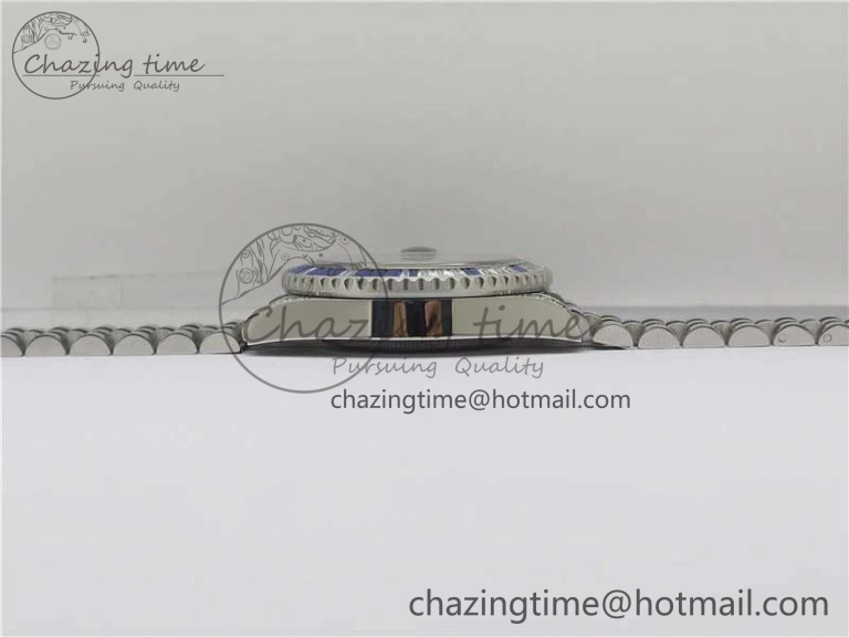 FashionForward GMT-Master II White Blue Diamonds Bezel 904L Steel GMF Best Edition Black Dial On Jubilee Bracelet SA3285 CHS V 2579