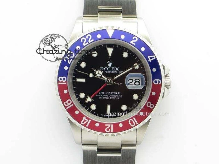 GMT-Master SS Bp-Maker Blue Red Bezel Black Dial On SS Bracelet A TimelessDesign 3762