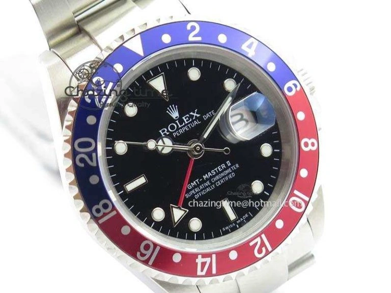 GMT-Master SS Bp-Maker Blue Red Bezel Black Dial On SS Bracelet A TimelessDesign 3762