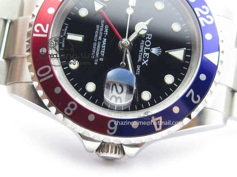 GMT-Master SS Bp-Maker Blue Red Bezel Black Dial On SS Bracelet A TimelessDesign 3762