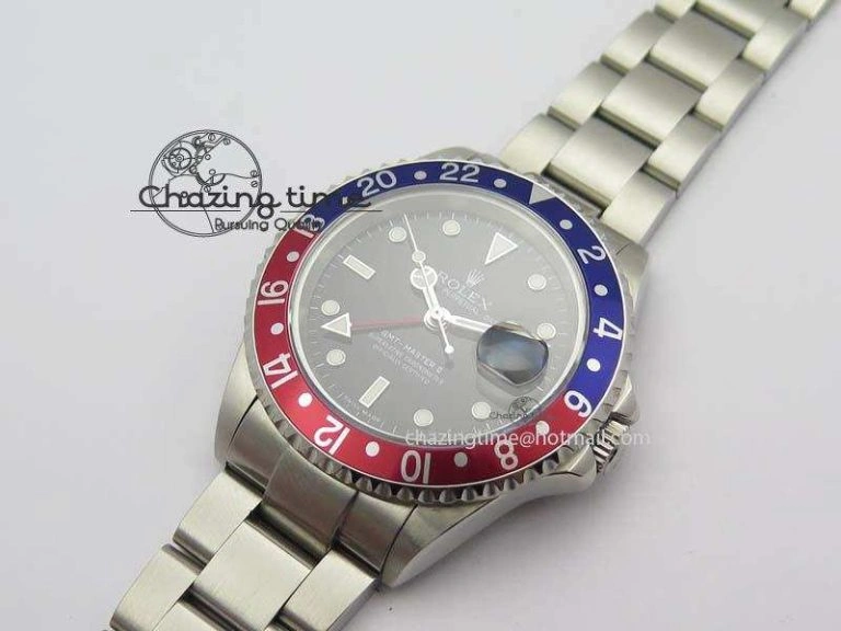 GMT-Master SS Bp-Maker Blue Red Bezel Black Dial On SS Bracelet A TimelessDesign 3762