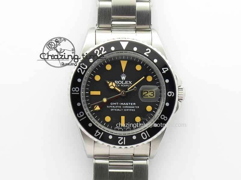 Comfortable GMT-Master Vintage 1675 SS BP Best Edition Black Bezel Patina Markers A 3748