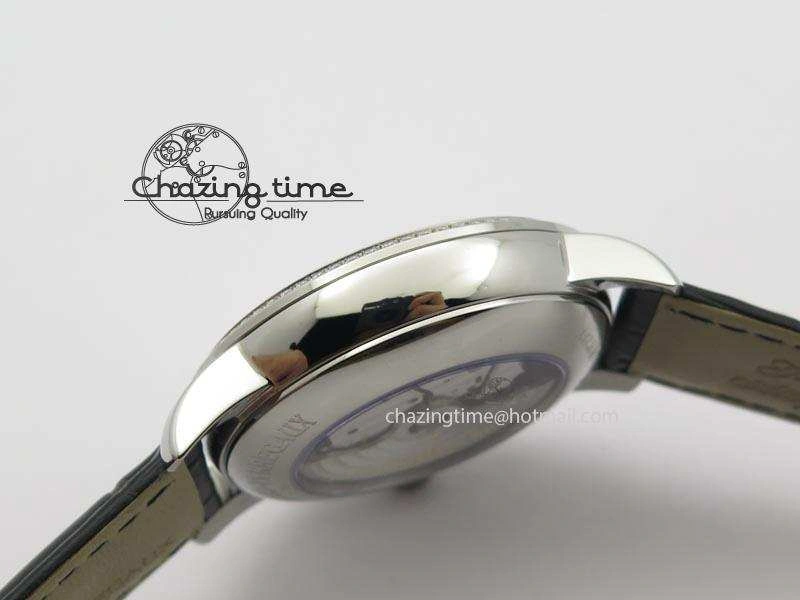 OnTrend GP Moonphase SS Black Dial Diamond Bezel On Black Leather Strap On Cal.GP033MO 6612